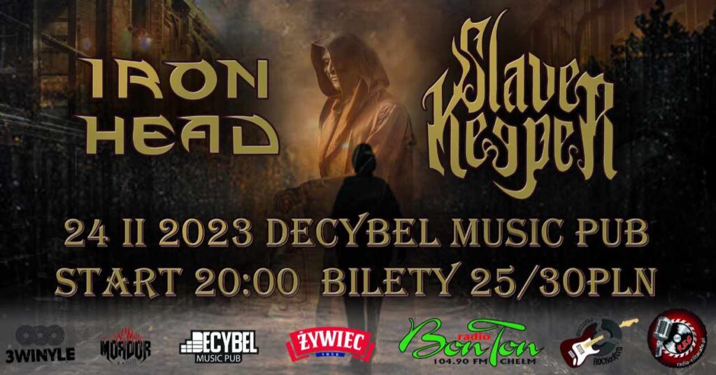 Plakat koncertu w Decybel Music Pub, Jarosław - Slave Keeper i Iron Head