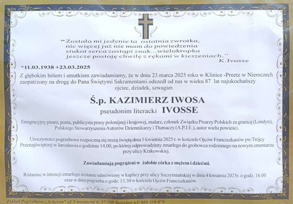 Nekrolog Kazimierza Ivosse